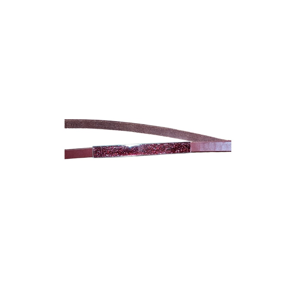 Coldwater Creek Belt Womens M Burgundy Red Leather Glitter Bar Skinny Cinch